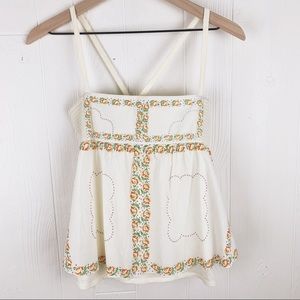 Free People Cotton Vintage Floral Smocked Tank Top